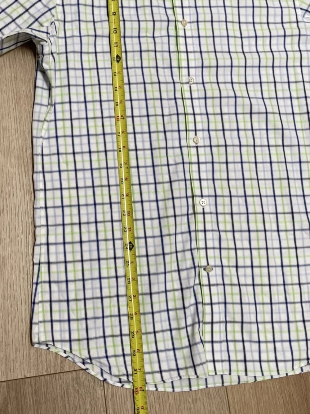 Banana Republic Dress Shirt Mens Large Plaid Button Non-Iron Tailored Slim Fit